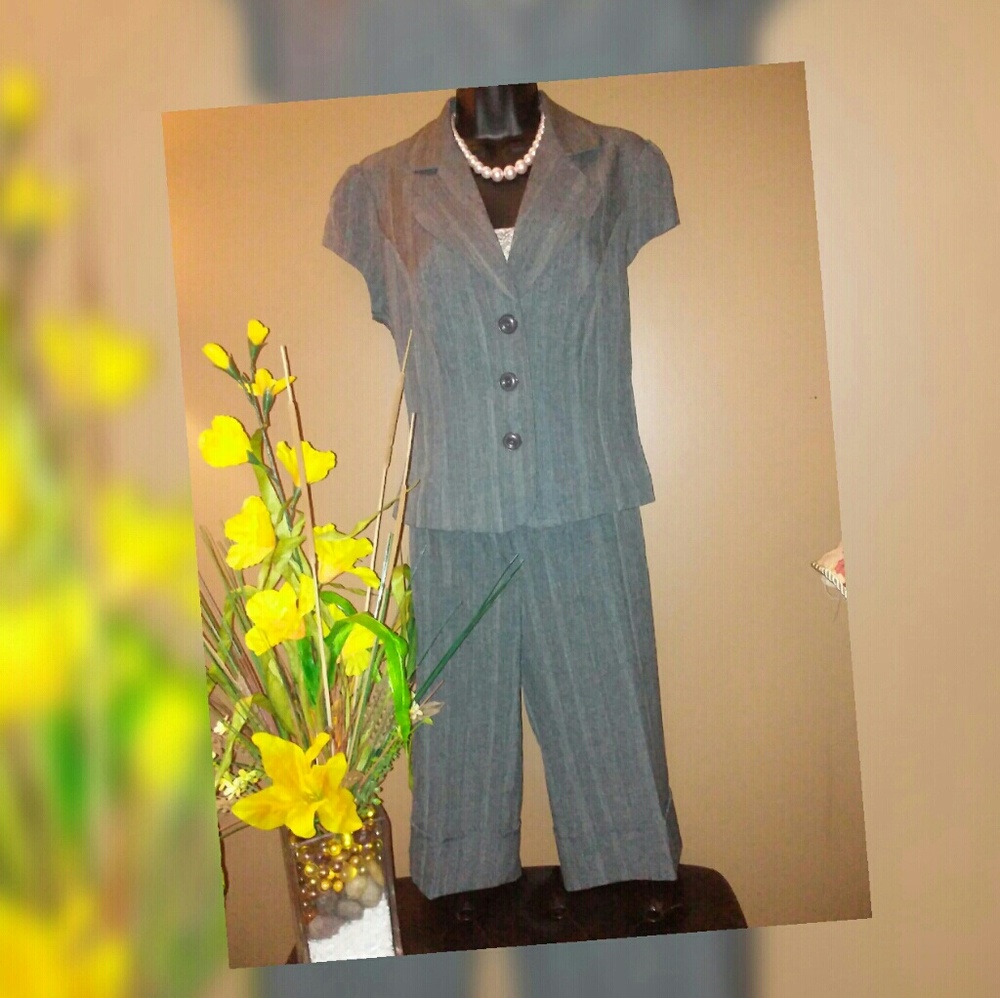 Elegant 2 Piece Pinstriped Short Suit.